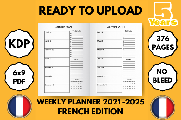 Download 2021-2025 - 5 Years French Planner - 6x9 - 5 years Collection